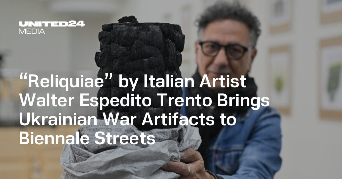 “Reliquiae” by Italian Artist Walter Espedito Trento Brings Ukrainian War Artifacts to Biennale Streets