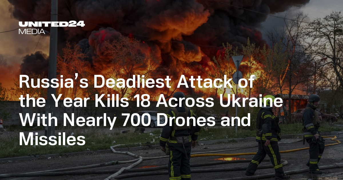 Russia’s Deadliest Attack of the Year Kills 18 Across Ukraine With Nearly 700 Drones and Missiles