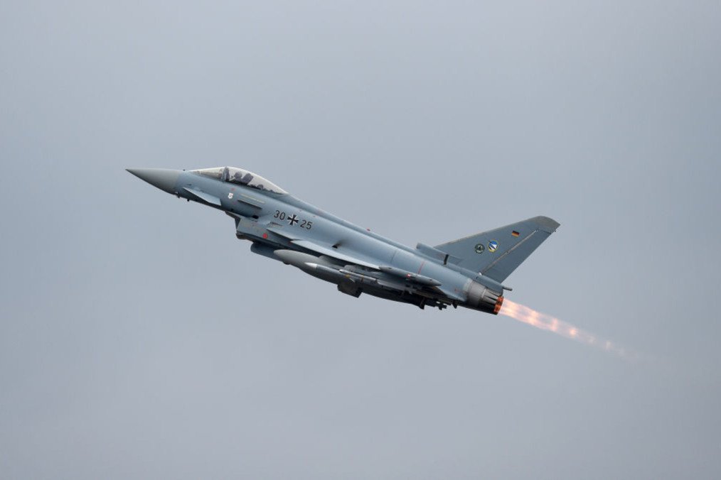 A Eurofighter shortly after take-off over the Nato air base in Amari, Estonia. (Source: Getty Images)