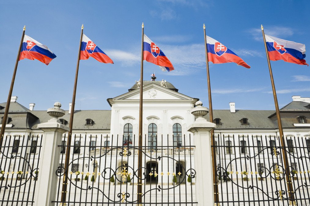 Grassalkovich Palace and Slovak Flags. (Source: Getty Images)