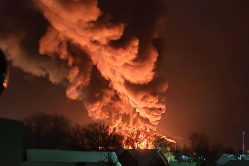 Aftermath of a drone strike on a Russian oil depot in the city of Velikiye Luki in Russia’s Pskov region, February 19, 2026. (Source: Exilenova_plus) Aftermath of a drone strike on a Russian oil depot in the city of Velikiye Luki in Russia’s Pskov region, February 19, 2026. (Source: Exilenova_plus)