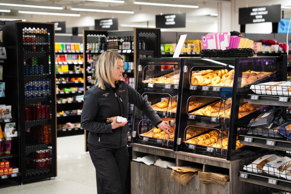 Shop owner Pilvi Paaskynen is pictured in her supermarket. (Source: Getty Images)
