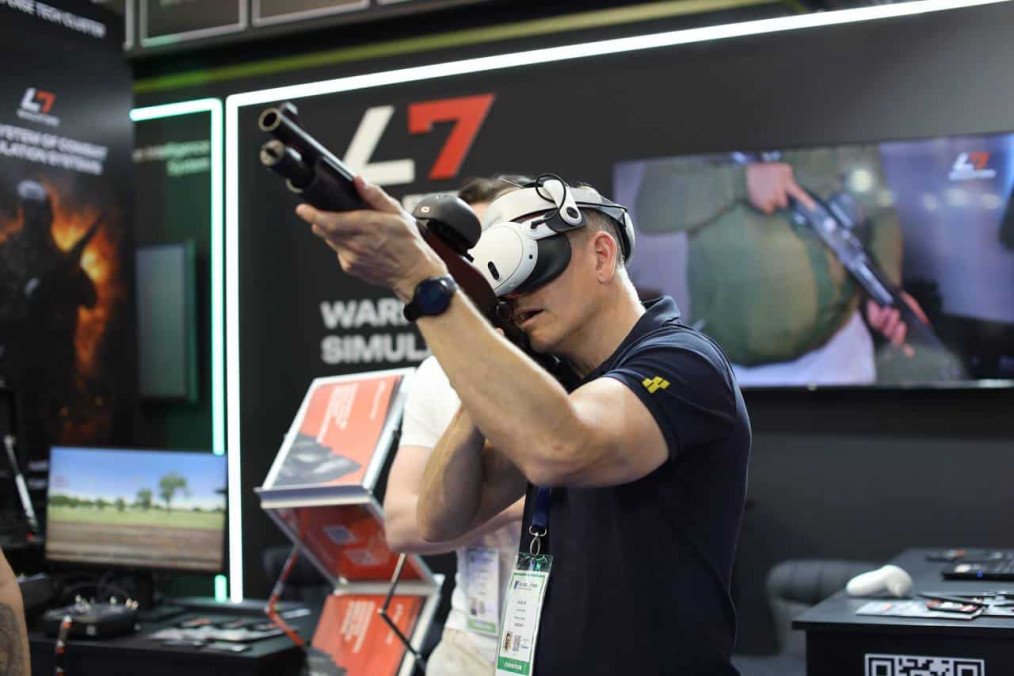 Ukrainian Defense Tech L7 Simulators Standardized Across NATO Logistics Network Visitors test simulators from L7 Simulators at Eurosatory 2026. (Photo: L7 Simulators)