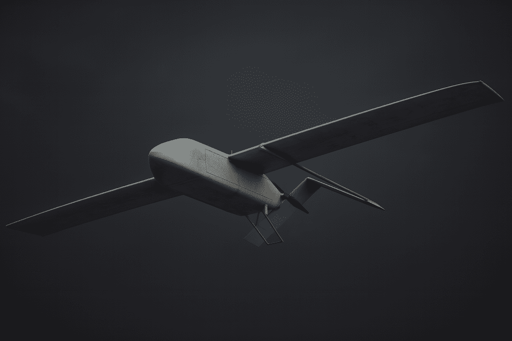 Dron de ataque FP-2 en vuelo; render. (Fuente: UNITED24 Media)