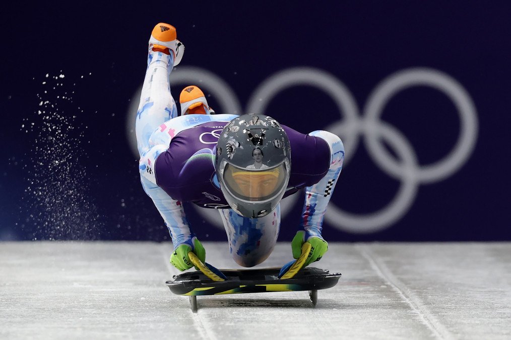 Vladyslav Heraskevych of Team Ukraine participates during Men's Training Heat 5 on day five of the Milano Cortina 2026 Winter Olympic games at Cortina Sliding Centre on February 11, 2026 in Cortina d'Ampezzo, Italy. (Photo: Getty Images)