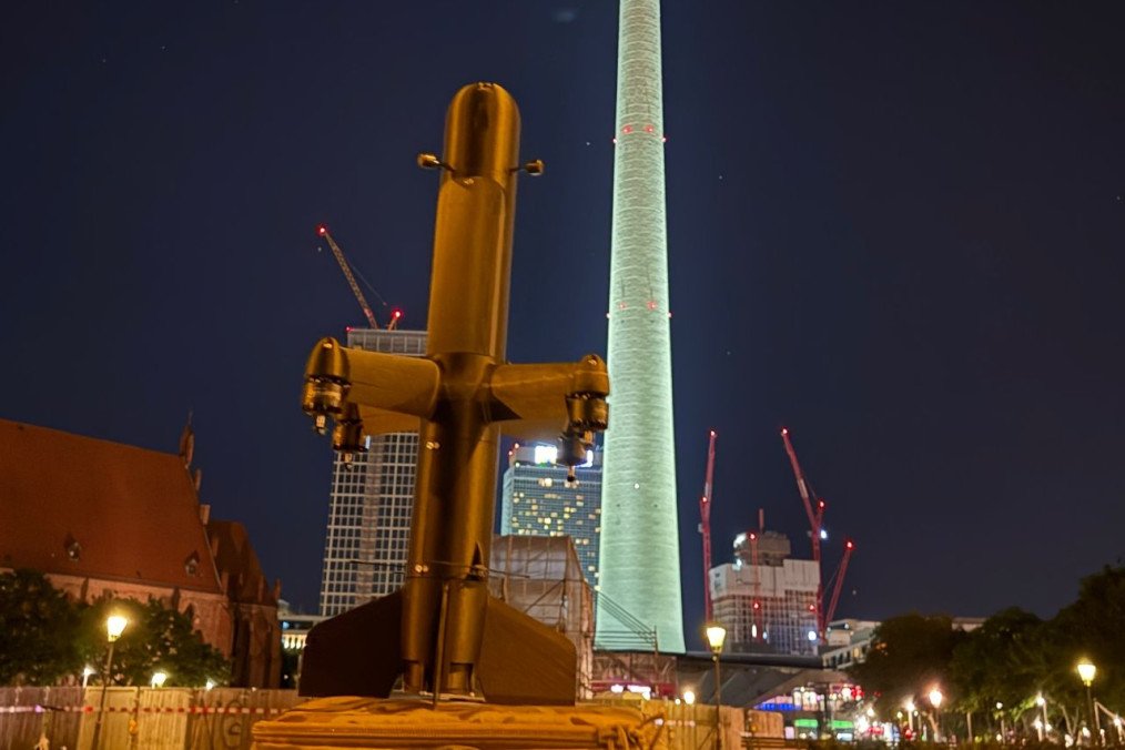 Estonian P4P high-speed interceptor missile drone in Berlin, May 2026.