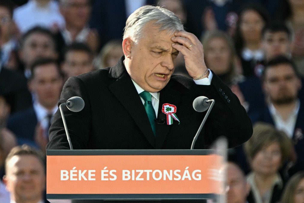 Hungarian Prime Minister Viktor Orbán speaks at a Fidesz campaign rally outside Parliament in Budapest, March 15, 2026. (Source: Getty Images) Hungarian Prime Minister Viktor Orbán speaks at a Fidesz campaign rally outside Parliament in Budapest, March 15, 2026. (Source: Getty Images)