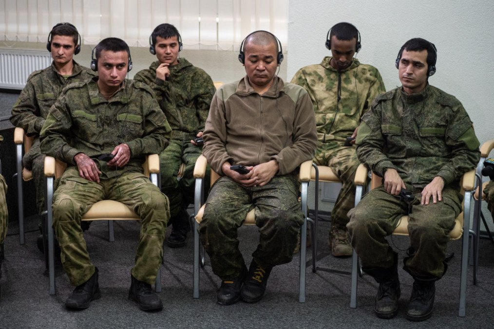 The press-conference held with the prisoners of war from the countries of the Global South, who were recruited to the Russian army, in Kyiv, Ukraine. (Source: Getty Images)