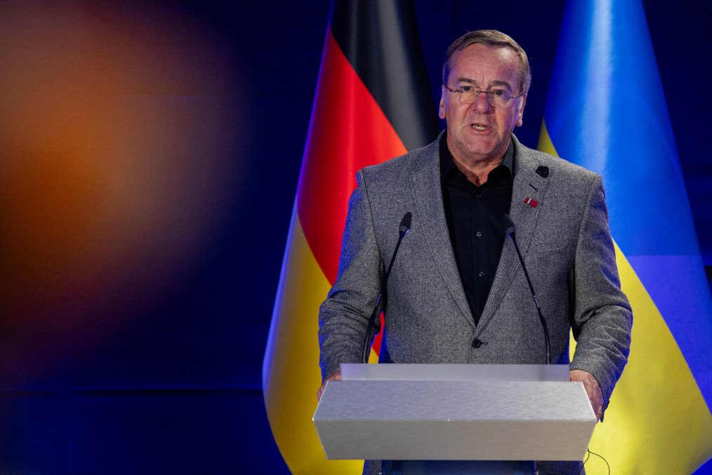 Germany’s Defence Minister Boris Pistorius reacts during a joint press conference with Ukraine’s Defence Minister Mykhailo Fedorov (unseen) in Kyiv on May 11, 2026. (Source: Getty Images)