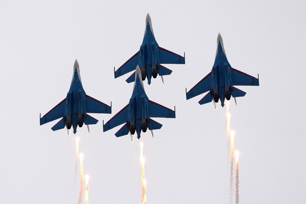 Russia’s aerobatic team performs during the 2025 Nanchang Air Show and Aviation Industry Expo at Yaohu Airport on November 2, 2025, in Nanchang, Jiangxi Province of China. (Source: Getty Images)