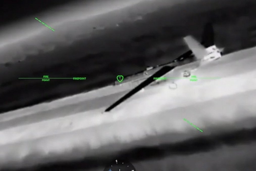 A Russian Orion drone at an airfield in occupied Crimea before a reported Ukrainian strike. (Source: SBS / Robert Brovdi “Madyar”) A Russian Orion drone at an airfield in occupied Crimea before a reported Ukrainian strike. (Source: SBS / Robert Brovdi “Madyar”)