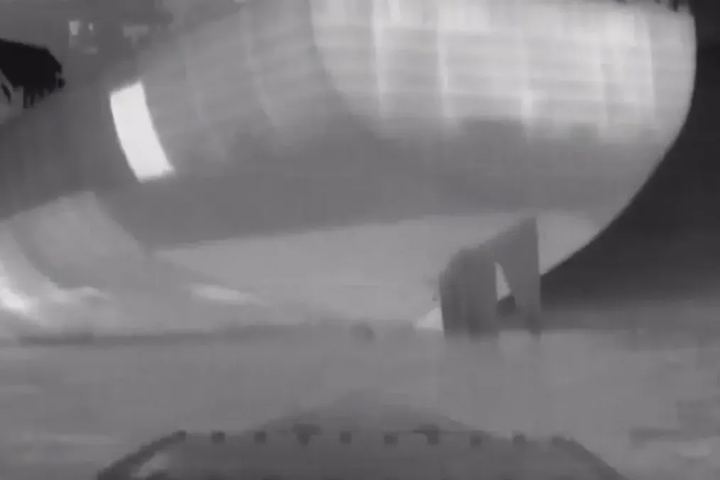 Ukrainian naval drone approaches and strikes a Russian “shadow fleet” oil tanker near the Novorossiysk port area, May 3, 2026. (Source: Volodymyr Zelenskyy / Facebook)