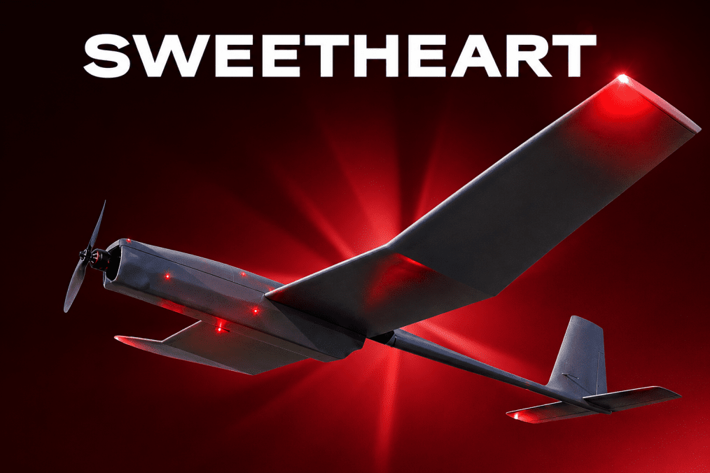 Promotional graphic of the Sweetheart fixed-wing reconnaissance drone. (Source: General Chereshnya) Promotional graphic of the Sweetheart fixed-wing reconnaissance drone. (Source: General Chereshnya)