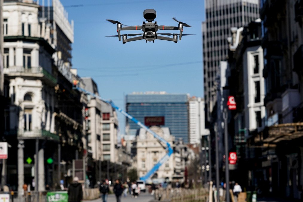 A drone is flying over Brussels, Belgium. (Source: Getty Images)