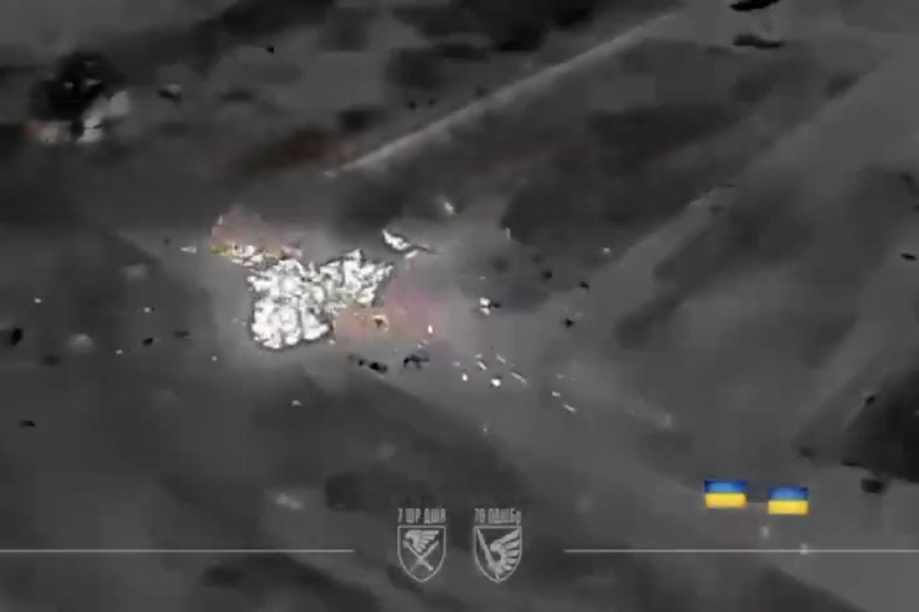 Thermal drone footage shows a precision strike on a building used by Russian forces near Myrnohrad. (Photo: 79th Separate Air Assault Brigade)