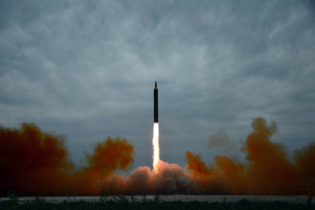 North Korea’s Hwasong-12 intermediate-range ballistic missile launches from an undisclosed site near Pyongyang, August 29, 2017. (Photo: Getty Images)