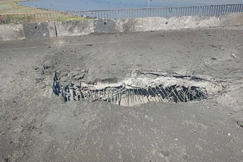 Damage to the Chonhar Bridge following a Ukrainian drone strike on June 7, disrupting a key Russian logistics route connecting occupied Crimea with southern Ukraine. (Source: Russian Telegram channels) Damage to the Chonhar Bridge following a Ukrainian drone strike on June 7, disrupting a key Russian logistics route connecting occupied Crimea with southern Ukraine. (Source: Russian Telegram channels)