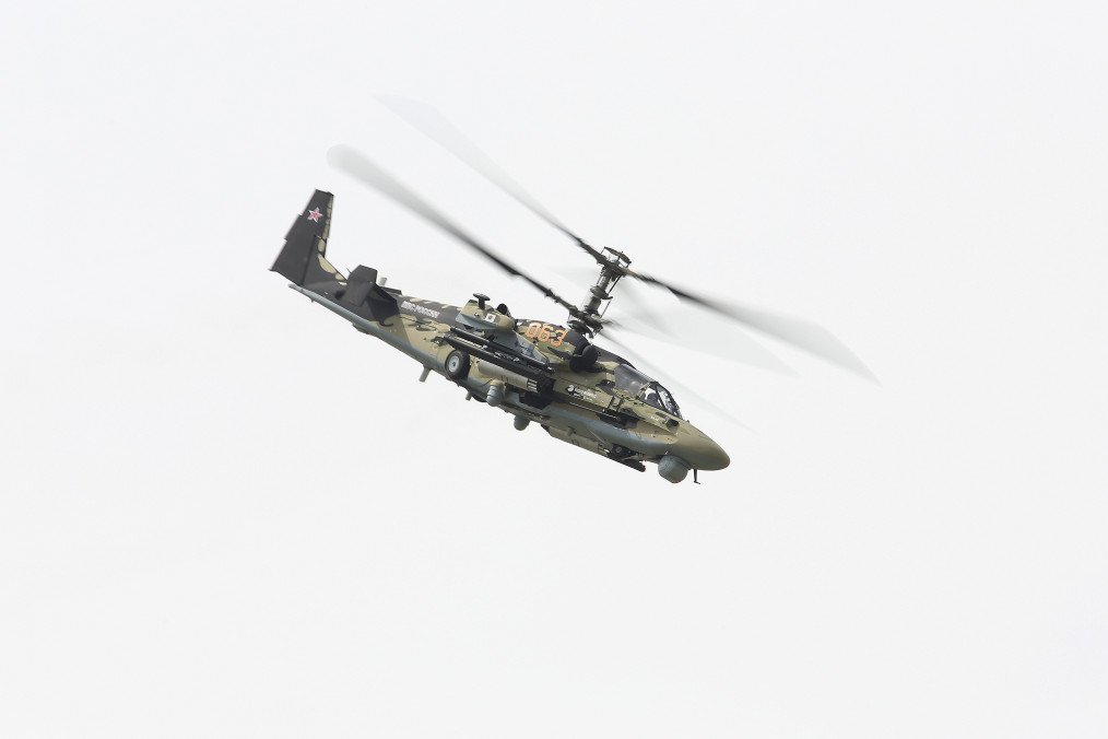 A Russian Ka-52 attack helicopter performs during an international air show on June 18, 2013. (Source: Getty Images) A Russian Ka-52 attack helicopter performs during an international air show on June 18, 2013. (Source: Getty Images)