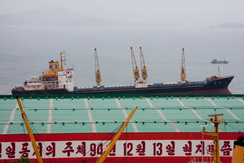 North Korean ship moored in a dock, South Pyongan Province, Nampo. (Source: Getty Images)
