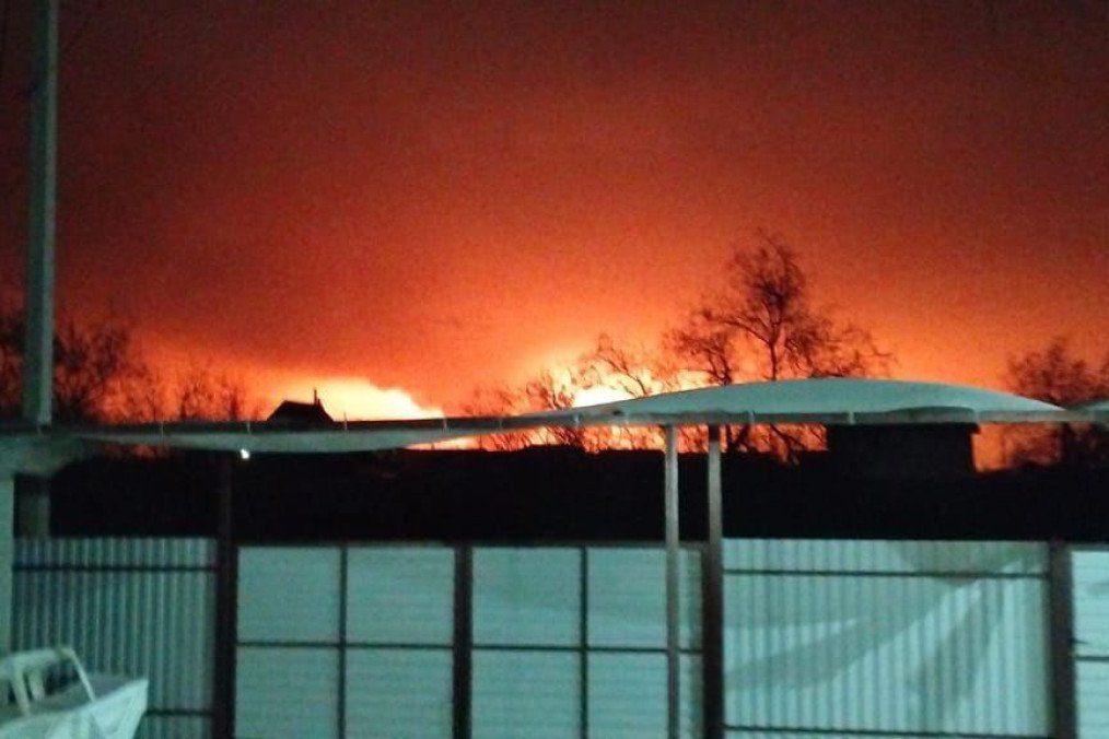 Russian Temryuk port burning after an alleged UAV strike, December 5, 2025. (Photo: open source)