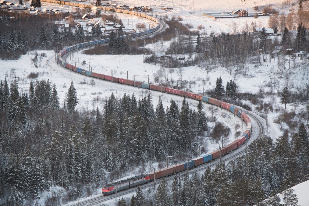 Illustrative image. An aerial view of the Trans-Siberian Railway (Transsib), in Krasnoyarsk, Russia, on December 21, 2023. (Source: Getty Images)