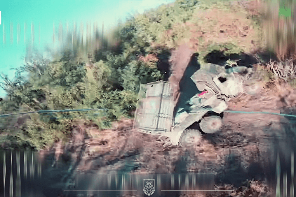 Russian BM-21 Grad MLRS moments before Ukrainian FPV-drone strike, October 2026. Russian BM-21 Grad MLRS moments before Ukrainian FPV-drone strike, October 2026.