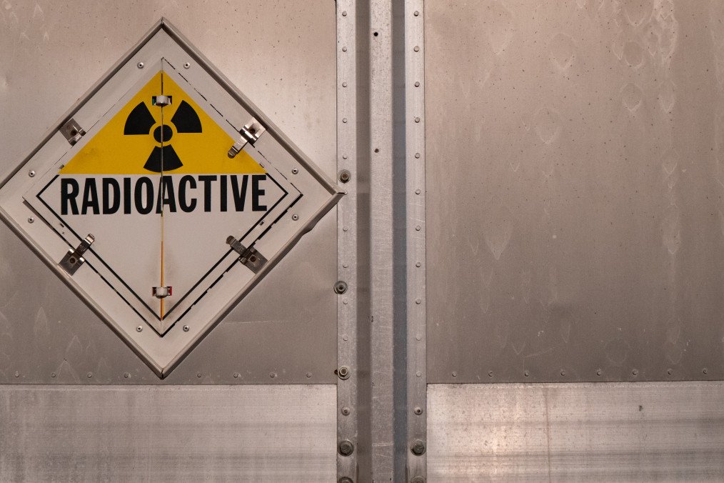 A radioactive warning symbol displayed on the back of a truck trailer. (Source: Getty Images) A radioactive warning symbol displayed on the back of a truck trailer. (Source: Getty Images)