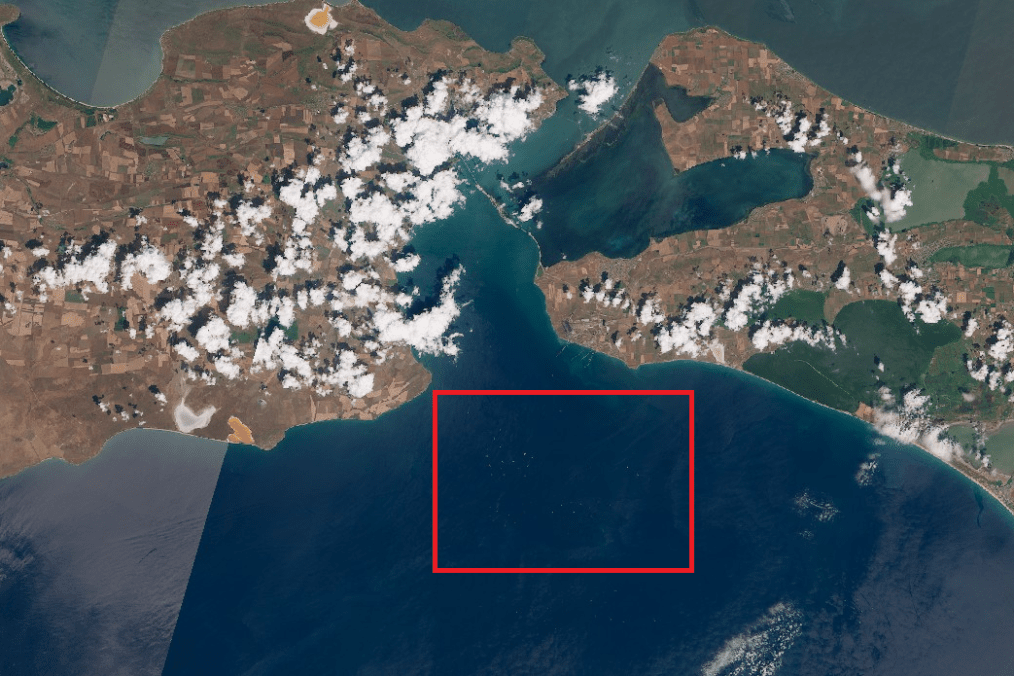 Russian vessels concentrated near the Taman Peninsula in the Black Sea, July 11, 2026.