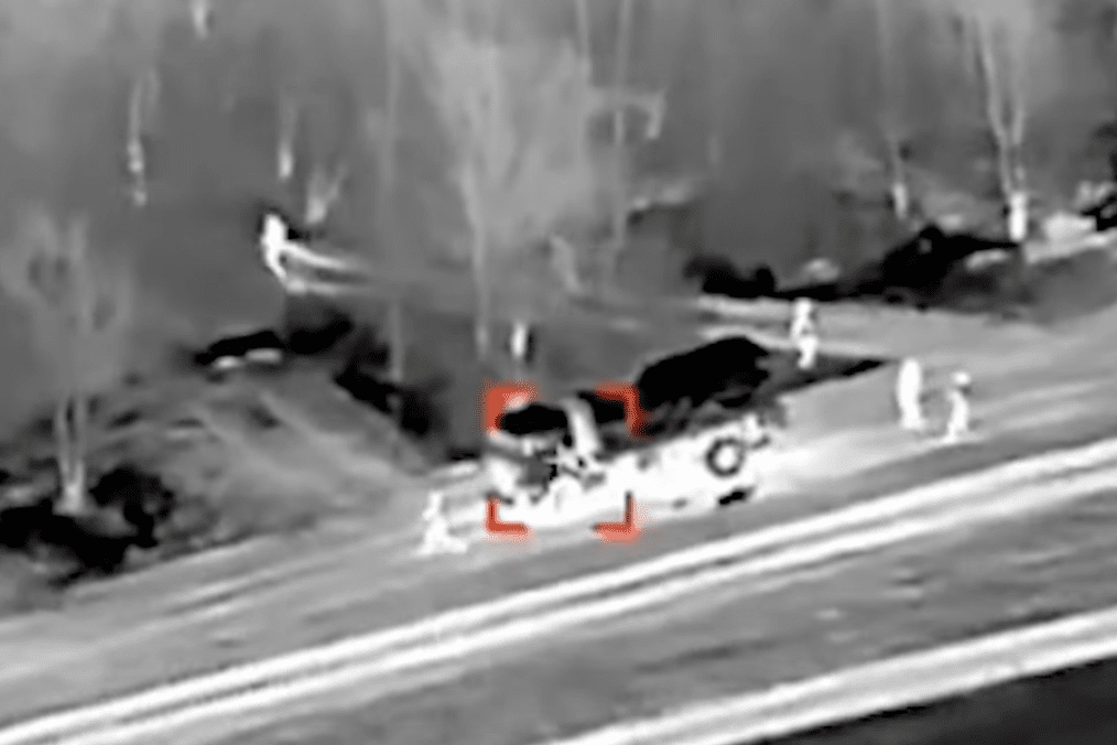 Drone footage captures a precision strike by Ukrainian forces targeting a Russian artillery system. (Source: Unmanned Systems Forces)