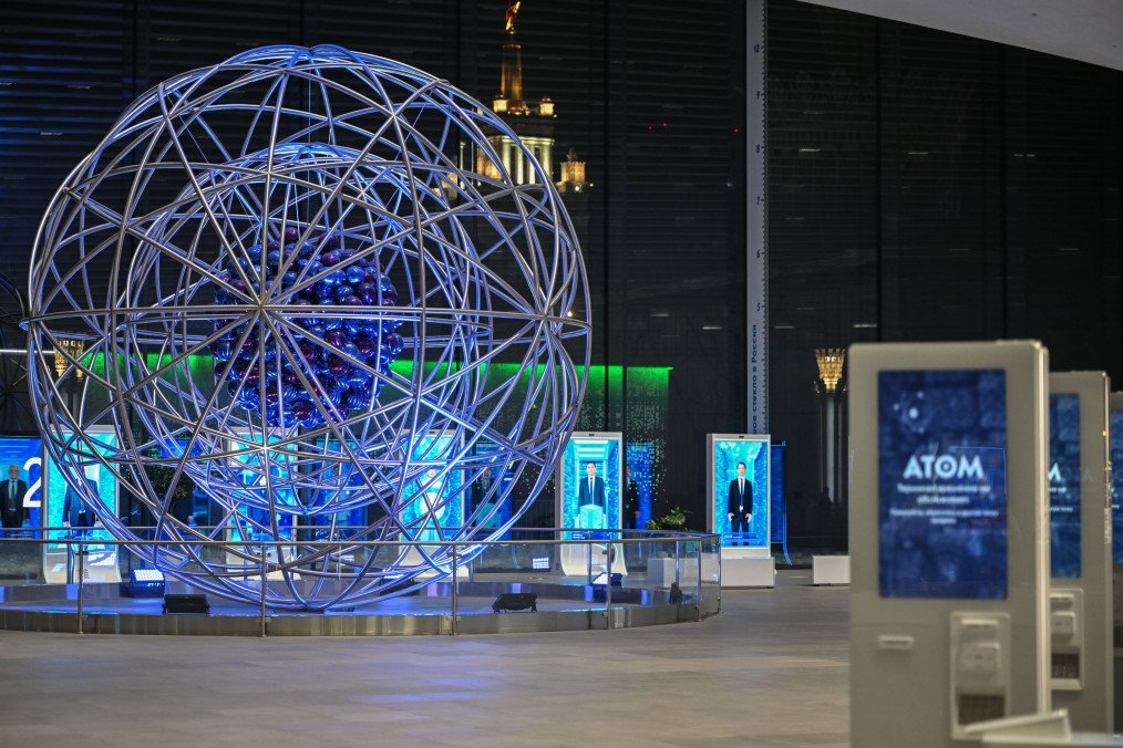Studies and achievements in nuclear technologies, are displayed during the Atomic Museum at the VDNH Exhibition Center with the support of the Russian State Nuclear Energy Corporation Rosatom in Moscow, Russia. (Source: Getty Images)