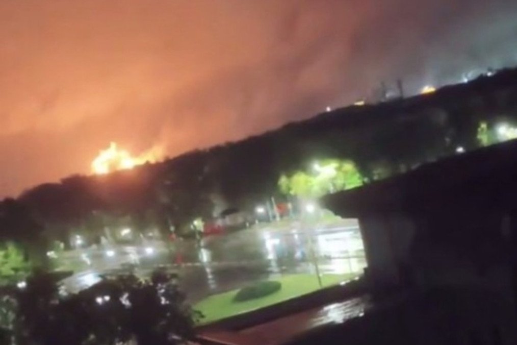 Fire at the Nevinnomyssk Azot chemical plant in Russia’s Stavropol region following a drone strike on May 16, 2026. (Source: Exilenova+)