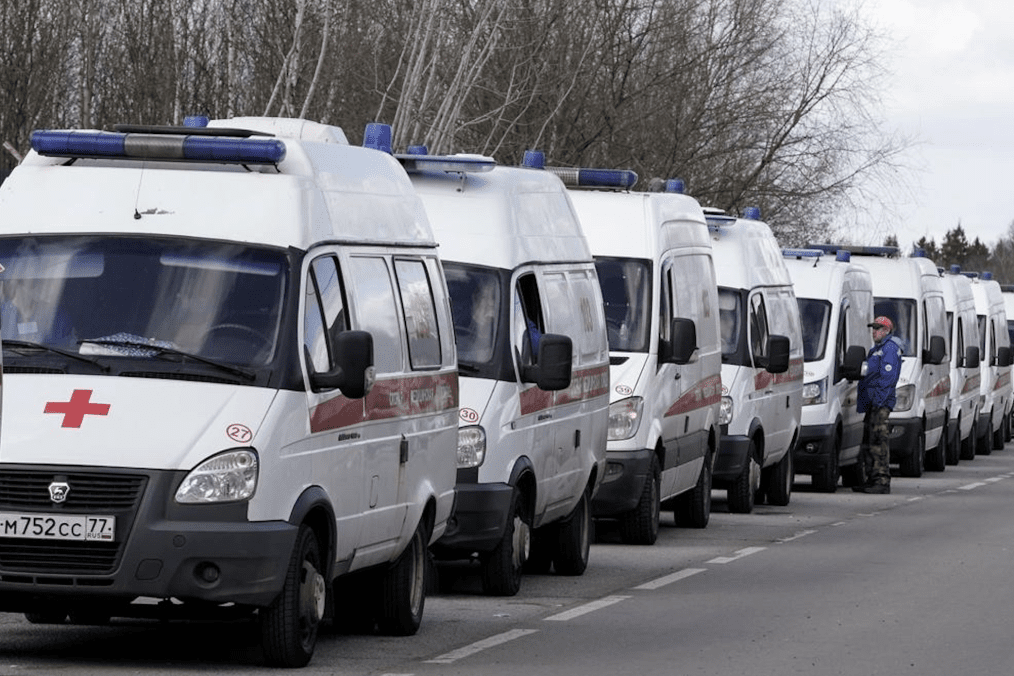 A line of Russian ambulances. (Photo: open source) A line of Russian ambulances. (Photo: open source)