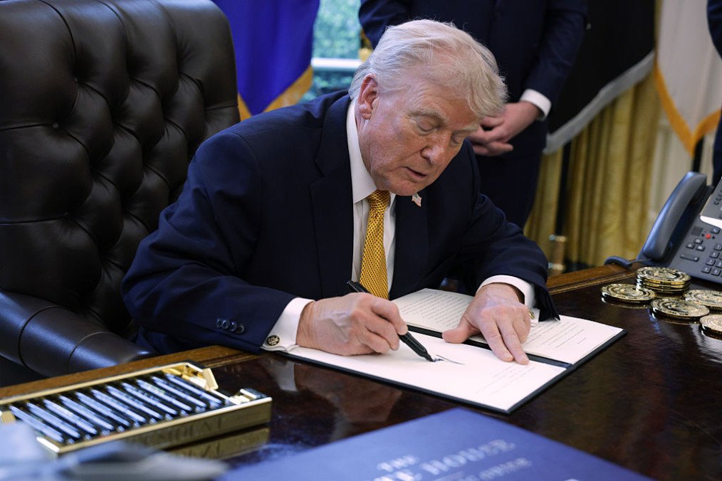 US President Donald Trump signs a document during a White House signing ceremony in the Oval Office of the White House on March 16, 2026 in Washington, DC. (Source: Getty Images) US President Donald Trump signs a document during a White House signing ceremony in the Oval Office of the White House on March 16, 2026 in Washington, DC. (Source: Getty Images)