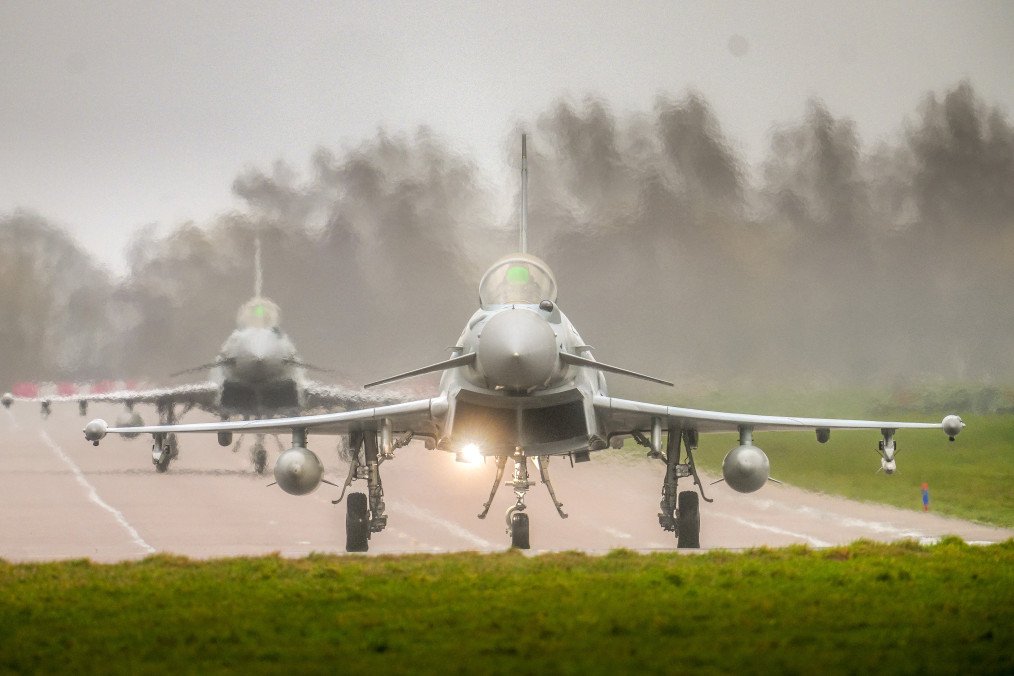 RAF Eurofighter Typhoon taxis for takeoff from RAF Coningsby in the UK, February 19, 2026. (Source: Getty Images)