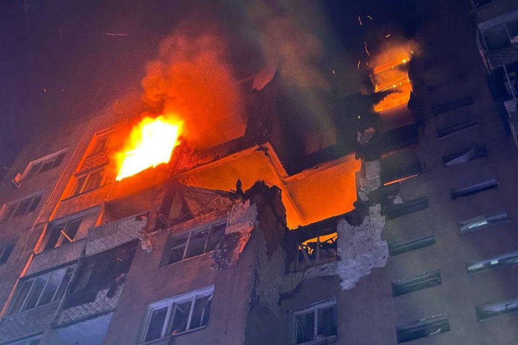 Five Injured as Russian Drone Strike Damages Odesa Apartment Block