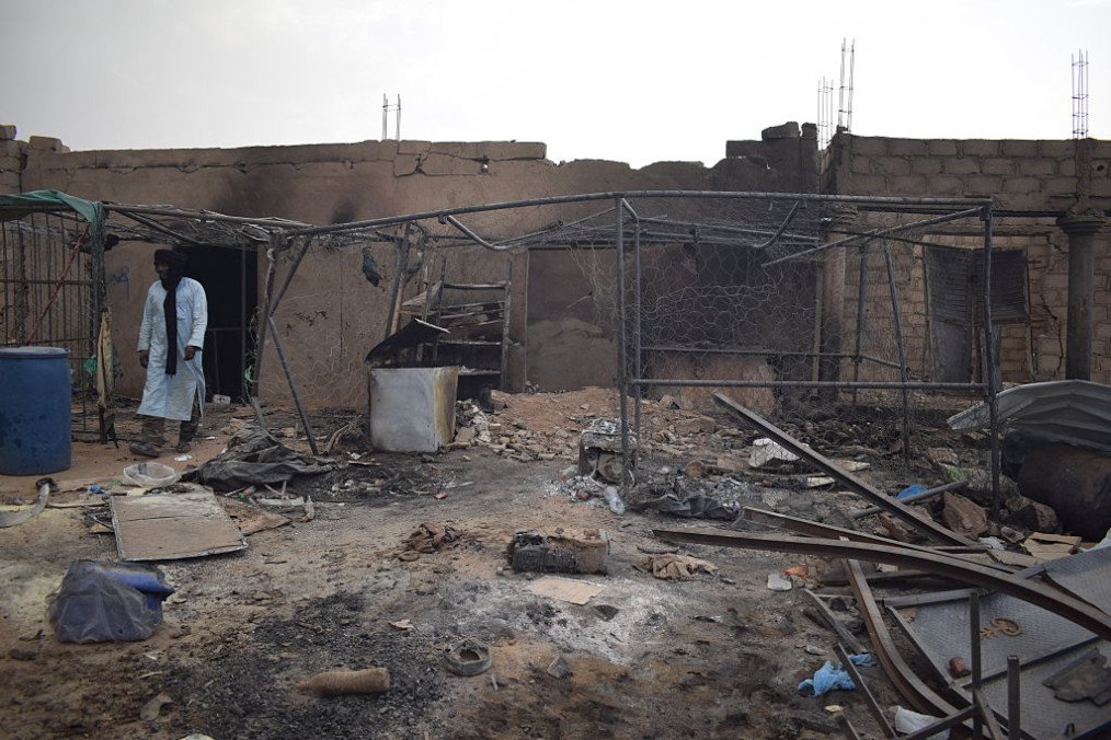 A man walks past a structure damaged in a drone attack allegedly carried out by the Malian army near the Algerian border in Talhandak on July 8, 2026. Illustrative image. (Source: Getty Images) A man walks past a structure damaged in a drone attack allegedly carried out by the Malian army near the Algerian border in Talhandak on July 8, 2026. Illustrative image. (Source: Getty Images)