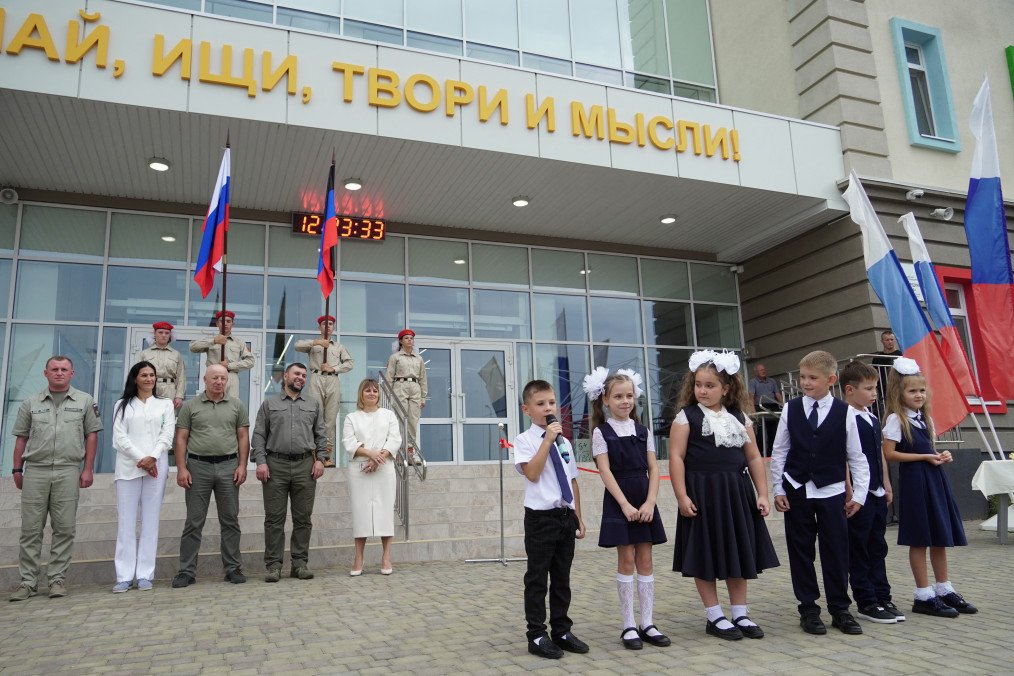 Denis Pushilin, Moscow-appointed head of the Russian-occupied Donetsk region, attends a ceremony marking the opening of a new school and the start of the academic year in Mariupol, September 1, 2023. (Source: Getty Images) Denis Pushilin, Moscow-appointed head of the Russian-occupied Donetsk region, attends a ceremony marking the opening of a new school and the start of the academic year in Mariupol, September 1, 2023. (Source: Getty Images)
