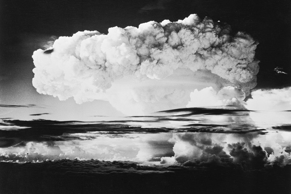 Deadly umbrella, this is Number 7 in a series of eight photos showing the progressive stages of the hydrogen explosion set off on Eniwetok. (Source: Getty Images)