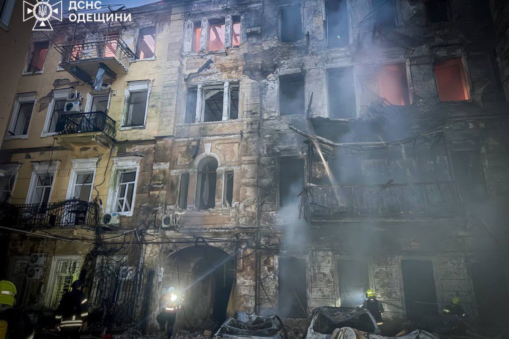 A residential building damaged by a Russian overnight strike in Odesa on August 9, 2026. (Source: State Emergency Service of Ukraine) A residential building damaged by a Russian overnight strike in Odesa on August 9, 2026. (Source: State Emergency Service of Ukraine)