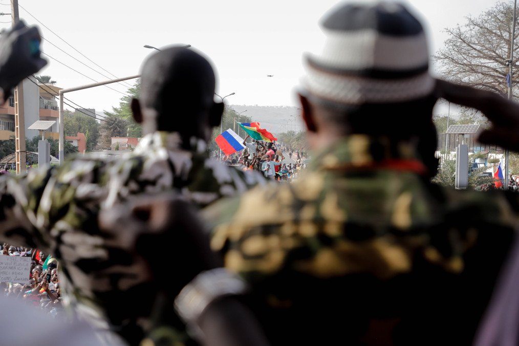 Thousands of Malians gather to celebrate the departure of the French anti-terrorist operation Barkhane, in Bamako, Mali, on February 19, 2022. (Source: Getty Images)