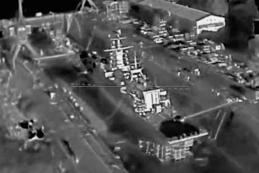 Drone camera view of the Russian Navy corvette Boykiy at the Kronstadt naval base moments before a Ukrainian strike, June 3, 2026. (Source: Unmanned Systems Forces of Ukraine)
