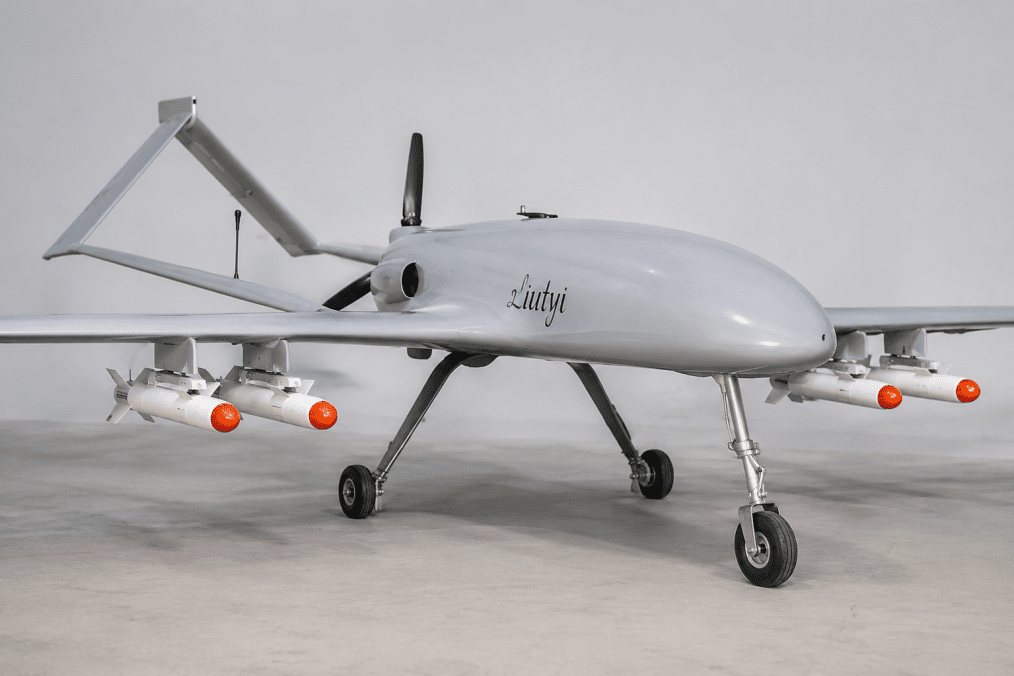 Illustrative image of the reusable An-196 Liutyi long-range drone armed with four compact air-launched cruise missiles. (Source: UNITED24 Media) Illustrative image of the reusable An-196 Liutyi long-range drone armed with four compact air-launched cruise missiles. (Source: UNITED24 Media)