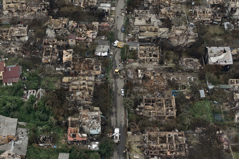 An aerial view of residential destruction in Vyshneve, Kyiv region, following a Russian missile strike that triggered prolonged secondary explosions on July 6, 2026. (Source: Libkos/Getty Images) An aerial view of residential destruction in Vyshneve, Kyiv region, following a Russian missile strike that triggered prolonged secondary explosions on July 6, 2026. (Source: Libkos/Getty Images)