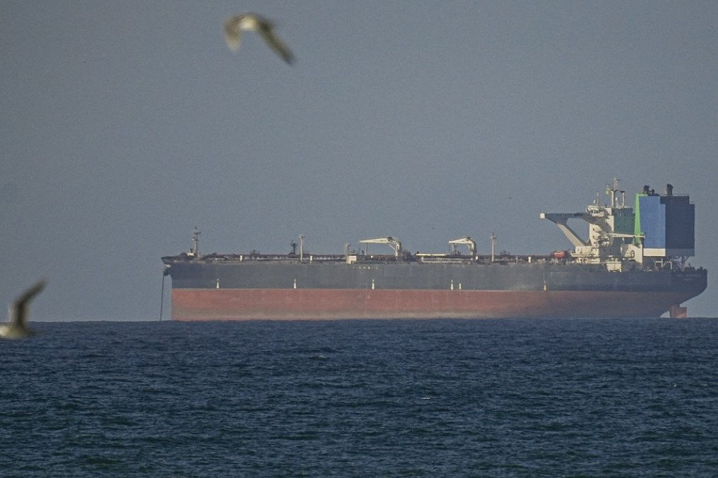A view of a vessel heading towards the Strait of Hormuz following the two-week temporary ceasefire reached between the United States and Iran, seen in Oman on April 08, 2026. (Source: Getty Images)
