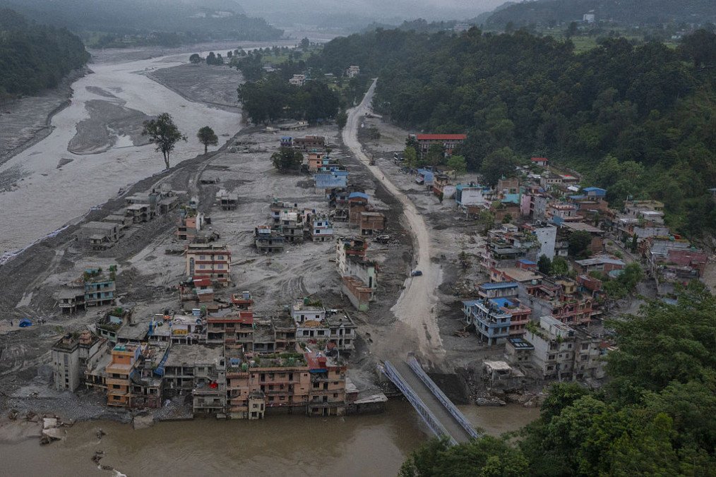 A view of the submerged landscape following the devastating flash floods on August 26 that struck Devighat, Nuwakot, Nepal, on September 15, 2026. (Source: Getty Images) A view of the submerged landscape following the devastating flash floods on August 26 that struck Devighat, Nuwakot, Nepal, on September 15, 2026. (Source: Getty Images)