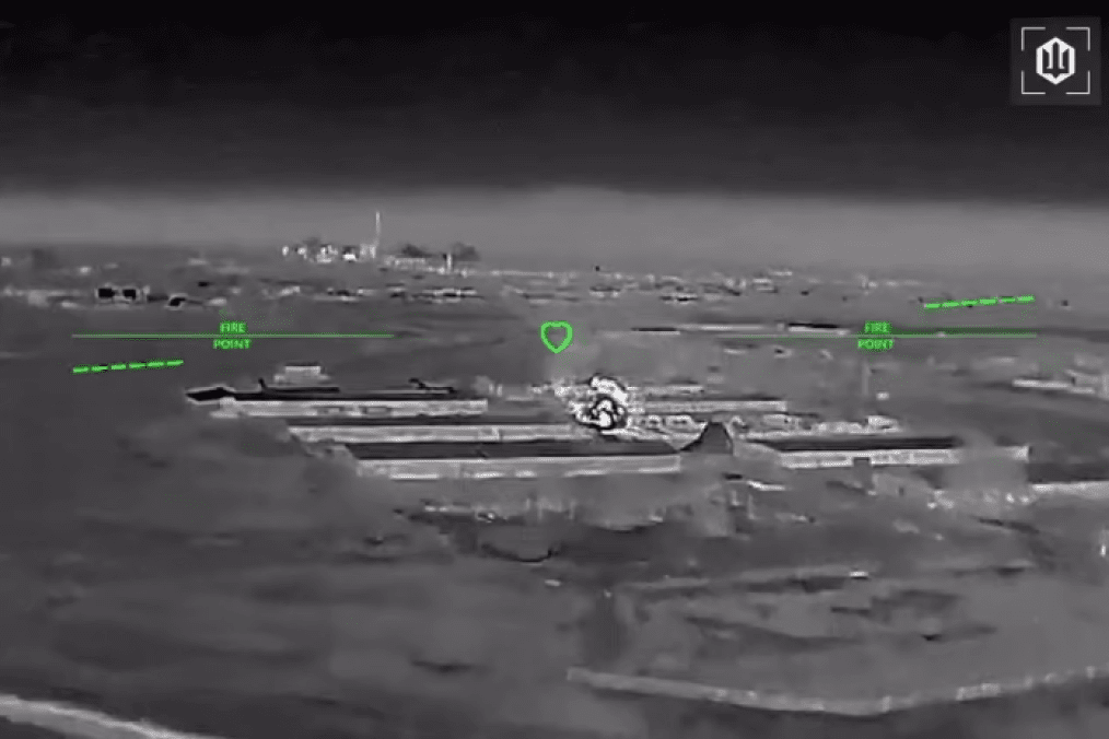 Thermal drone footage captures precision strikes by Ukraine’s Unmanned Systems Forces (SBS) deep behind enemy lines. (Source: Robert “Magyar” Brovdi)