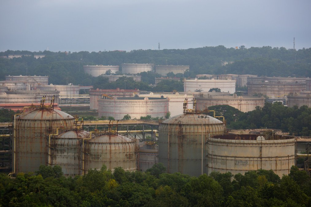 Storage tanks at Mangalore Refinery and Petrochemicals Limited (MRPL) in Mangaluru, India, September 5, 2025. (Source: Getty Images)