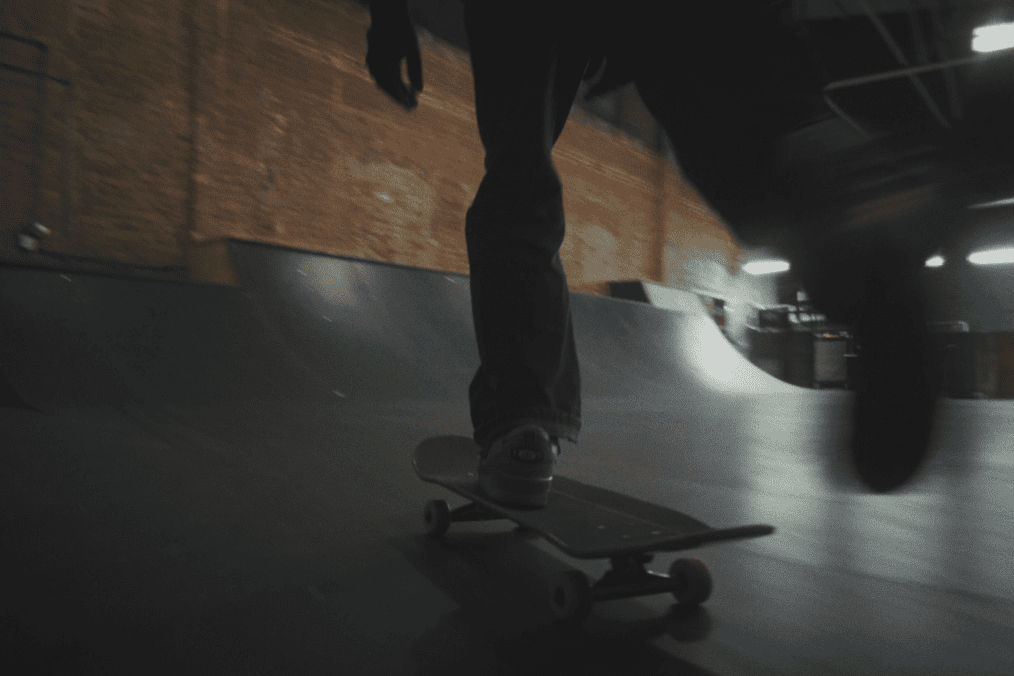 A skateboarder rides through Krytka, an indoor skatepark in Okhtyrka, Ukraine. (Source: NGO Street Cultures Development Center)