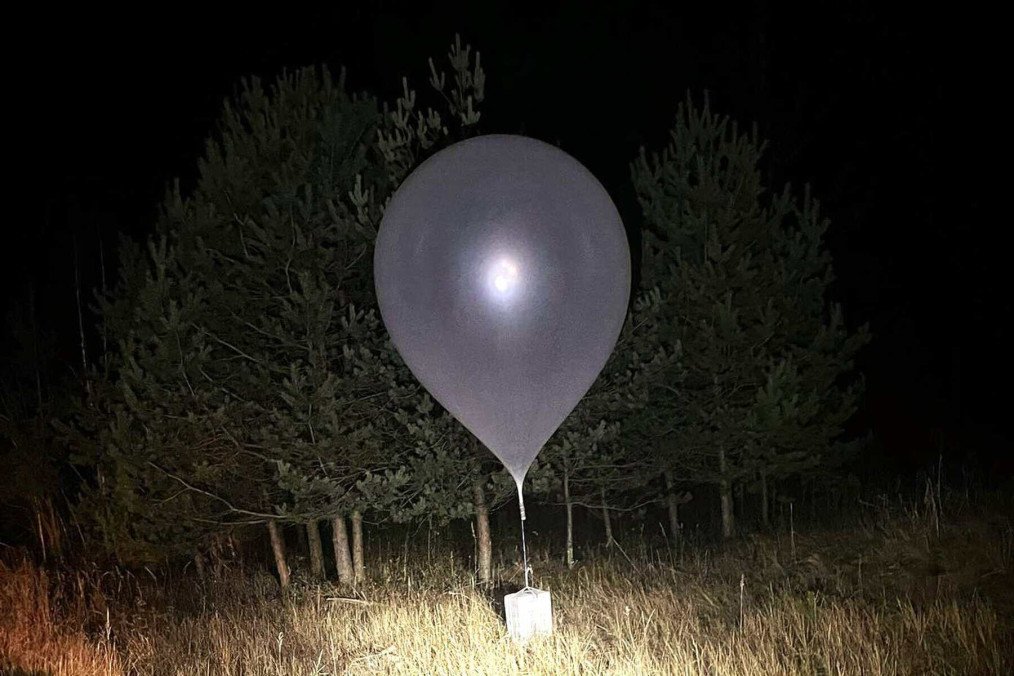 A weather balloon that crossed into Lithuania from Belarus. (Photo: Lithuanian Border Guard)