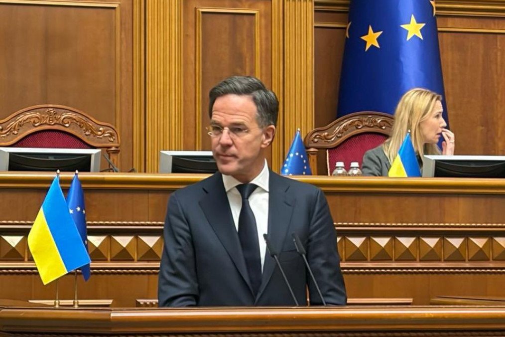 NATO Secretary General Mark Rutte addressing Ukraine’s Parliament, February 3, 2026. (Source: StratcomCentre/X)